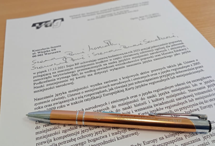 List do Senatu RP: Niemcy w Polsce mają prawo do wsparcia języka ojczystego