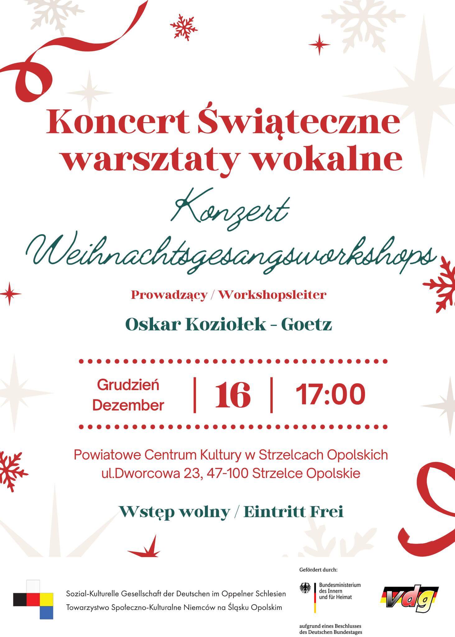 Zaproszenie na świąteczny koncert z niemieckimi piosenkami