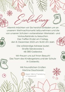 Zaproszenie na&nbsp;jarmark bożonarodzeniowy