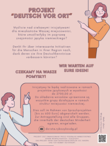 Chcecie zorganizować ciekawe językowe inicjatywy w&nbsp;formie kursów, warsztatów itp.? Projekt „Deutsch vor Ort” to&nbsp;coś w&nbsp;sam raz dla Was!
