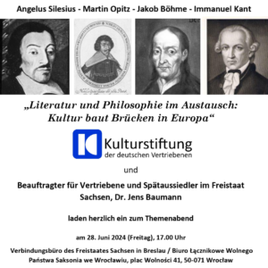 Zaproszenie na&nbsp;spotkanie pt.&nbsp;„Literatur und Philosophie im&nbsp;Austausch: Kultur baut Brücken in&nbsp;Europa”