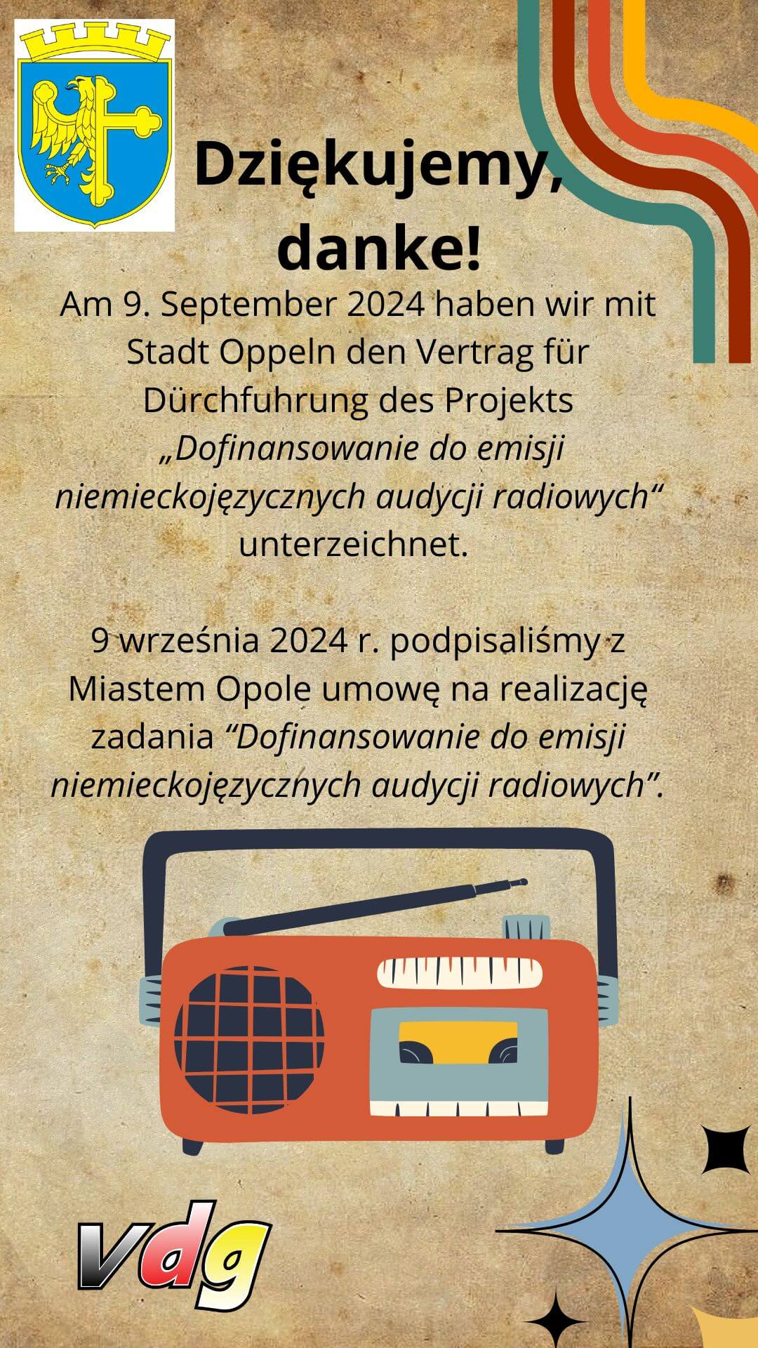 Realizacja zadania „Dofinansowanie do emisji niemieckojęzycznych audycji radiowych”