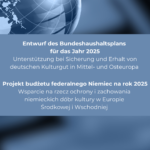 Apel Związku o zabezpieczenie funduszy na ochronę niemieckiego dziedzictwa kulturowego w Europie Wschodniej