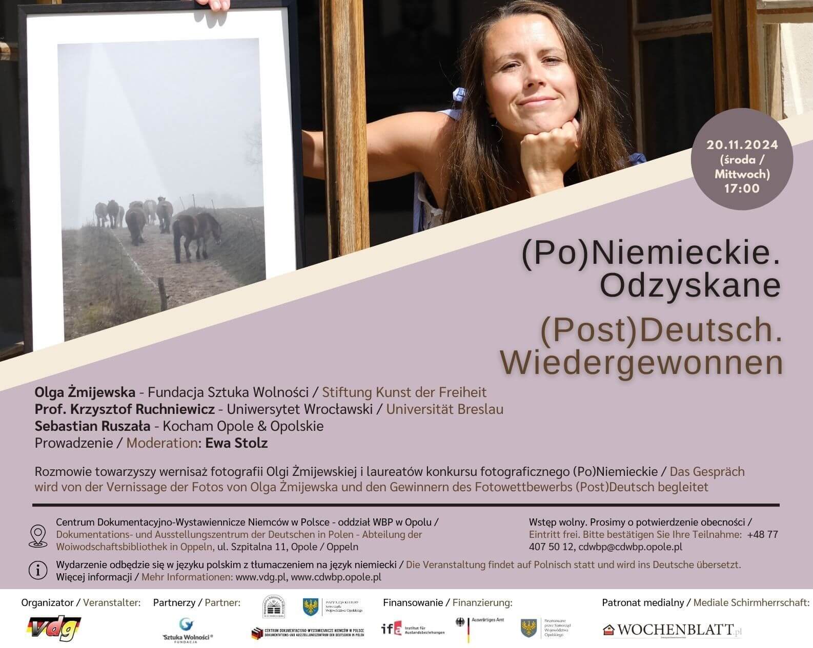 Einladung zur Vernissage der Fotografien von Olga Żmijewska sowie der Gewinner des Fotowettbewerbs „(Post)Deutsch“