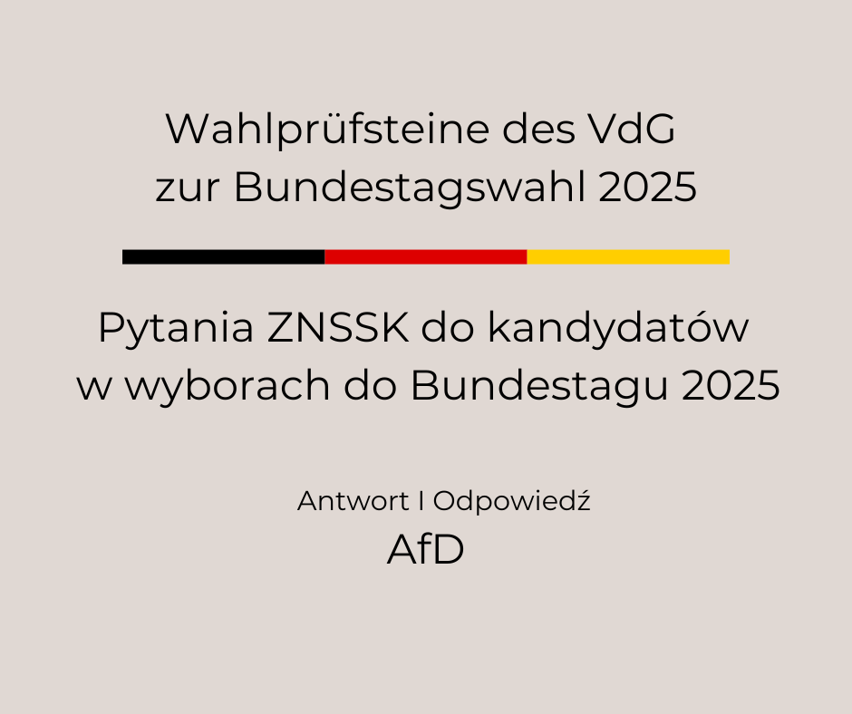 Wahlprüfsteine des VdG zur Bundestagswahl 2025: Antwort der Partei AfD