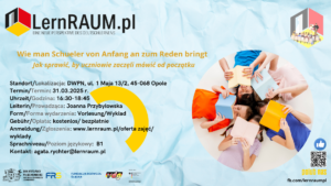 Zaproszenie na&nbsp;wykład pt.&nbsp;„Jak sprawić, by&nbsp;uczniowie zaczęli mówić od&nbsp;początku”