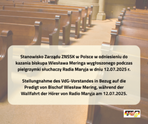 Stanowisko Zarządu ZNSSK w&nbsp;Polsce w&nbsp;odniesieniu do&nbsp;kazania biskupa Wiesława Meringa wygłoszonego podczas pielgrzymki słuchaczy Radia Maryja w&nbsp;dniu 12.07.2025
