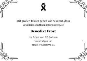 Zmarł Benedikt Frost