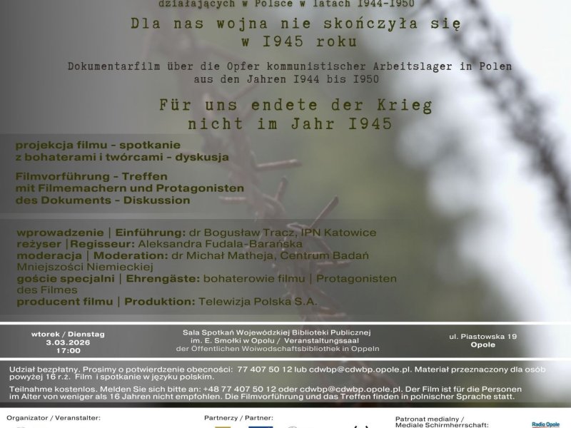 „Dla nas wojna nie&nbsp;skończyła się w&nbsp;1945 roku” – pokaz filmu dokumentalnego